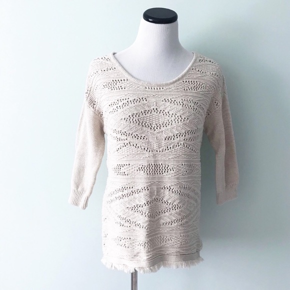 American Eagle Outfitters Sweaters - AE American Eagle Cream fringe bottom Sweater